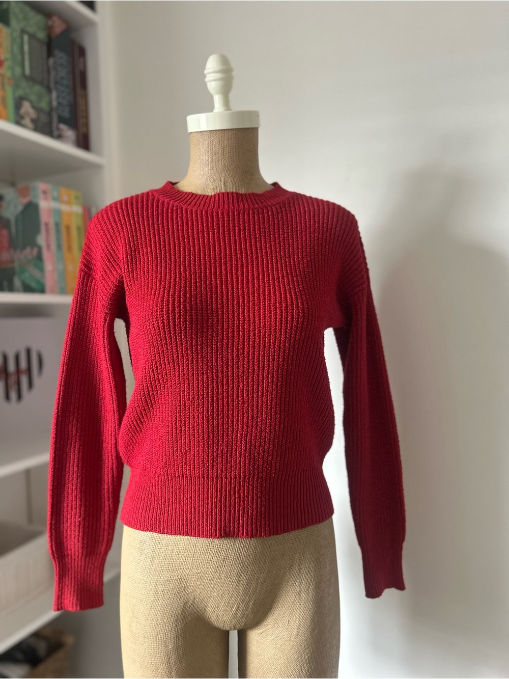 Ardene Red Ribbed Crewneck Sweater